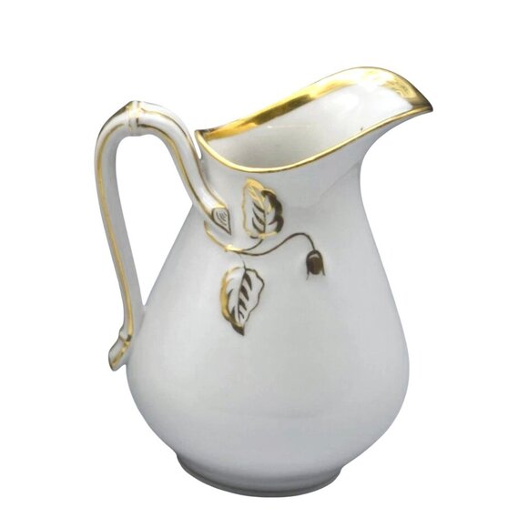 French H& C Haviland Limoges White Porcelain Milk Pitcher With Gold Accents - Picture 4 of 8